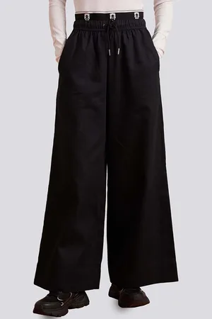 Muvazo Women Mid Rise Flared Fit Cotton Track Pant