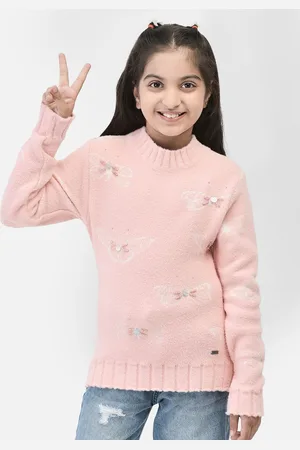 Crimsoune Club Girls Embroidered Embellished Pullover Sweater
