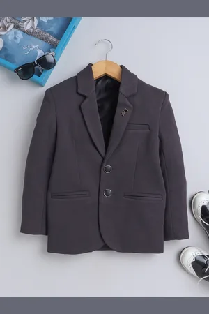 BAESD Boys Textured Single-Breasted Notched Lapel Blazers