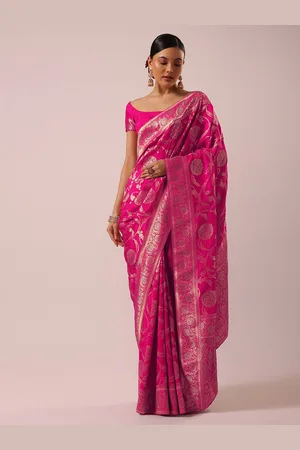 KALKI Fashion Floral Woven Design Zari Detailed Satin Saree