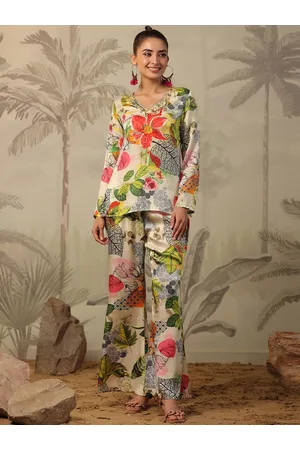 SCAKHI Floral Printed Embellished Tunic & Palazzo