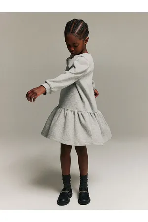 H&M Girls Flounce-Trimmed Sweatshirt Dress