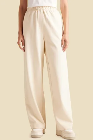 Muvazo Women Straight Fit Mid Rise Parallel Trousers