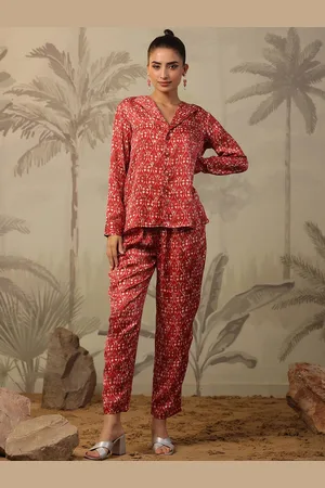 SCAKHI Printed Satin Shirt & Trousers