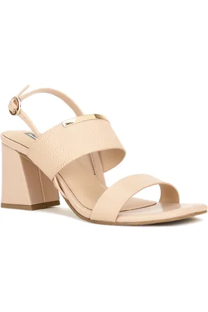 Bata Textured Open Toe Block Heels With Buckle Closure