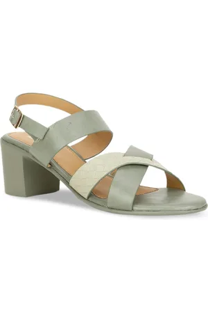 Bata Textured Cross Strap Block Heels With Buckles Closure