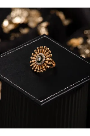 Priyaasi Gold-Plated Stone-Studded Adjustable Finger Ring