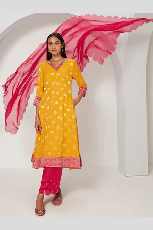 Ancestry Floral Woven Design Thread Work Anarakali Georgette Kurta