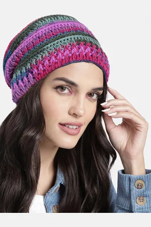 Magic Needles Women Self Design Crochet Beanie