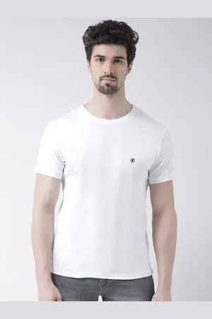 Friskers Men White Solid Round Neck Pure Cotton T-shirt