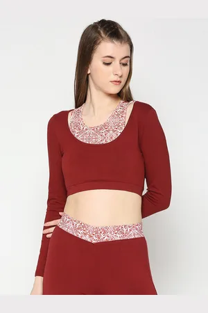 Being Human Floral Printed Long Sleeves Crop Fitted Top
