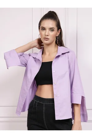 ATHENA Lavender High-Low Shirt Cotton Crop Top