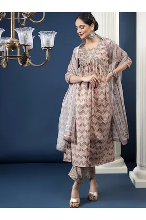 Bani Women Ethnic Motif Printed Empire Sequinned Pure Cotton Kurta With Trousers & Dupatta