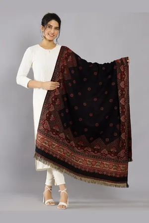 HANDICRAFT PALACE Ethnic Motifs Woven Design Wool Jamawar Shawl