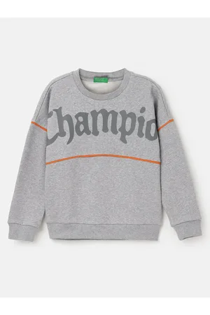 Benetton Boys Typography Printed Cotton Pullover Sweatshirt