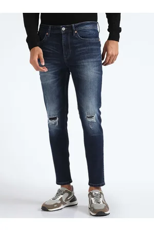 Flying Machine Men Skinny Fit Mildly Distressed Light Fade Ripped Stretchable Jeans