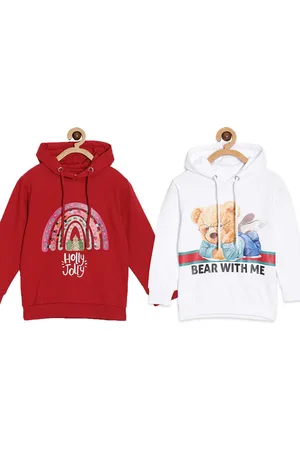 The Mom Store Kids Pack Of 2 Graphic Printed Cotton Hooded Sweatshirts