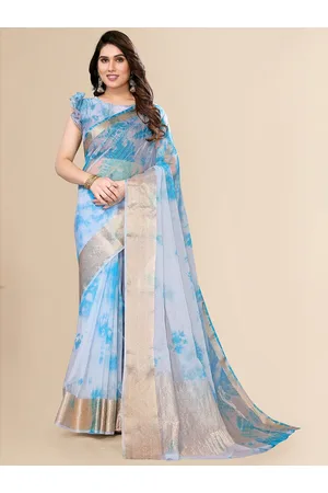 FABMORA Tie and Dye Zari Organza Saree