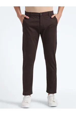 Flying Machine Men Tapered Fit Mid-Rise Flat-Front Plain Cotton Chinos Trousers