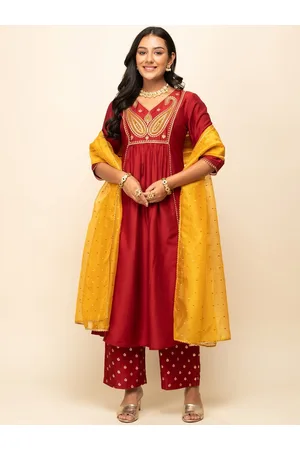 FIORRA Women A-Line Kurta With Palazzo and Dupatta