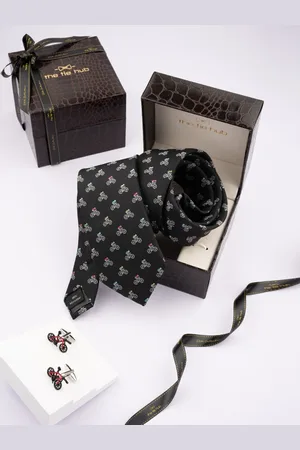 The Tie Hub Men Printed Necktie With Cufflinks Accessory Gift Set