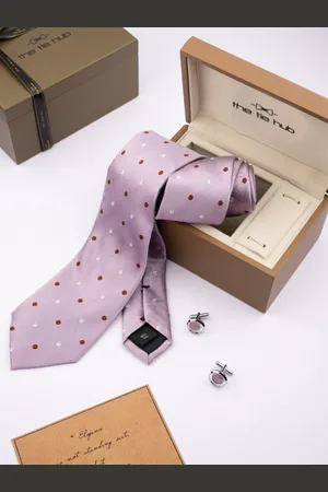 The Tie Hub Men Polka Dots Printed Necktie With Cufflink Accessory Gift Set