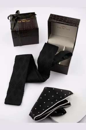 The Tie Hub Men Revington Knitted Necktie With Pocket Square Accessory Gift Set