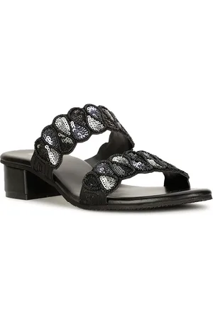 Bata Black Embellished Block Heels