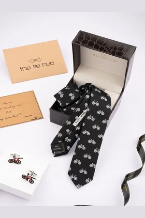 The Tie Hub Men Printed Microfiber Tie With Cufflinks