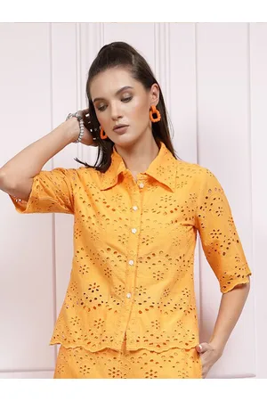 ATHENA Schiffli Cotton Shirt Style Top