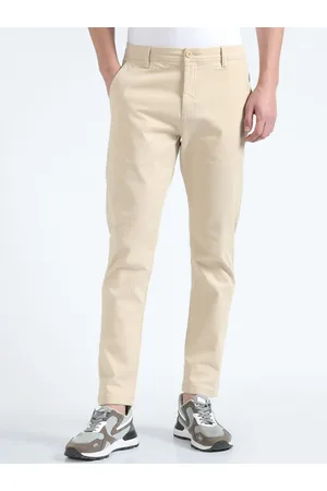 Flying Machine Men Tapered Fit Mid-Rise Flat-Front Plain Cotton Chinos Trousers