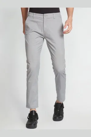 Flying Machine Men Tapered Fit Mid-Rise Plain Cotton Trousers