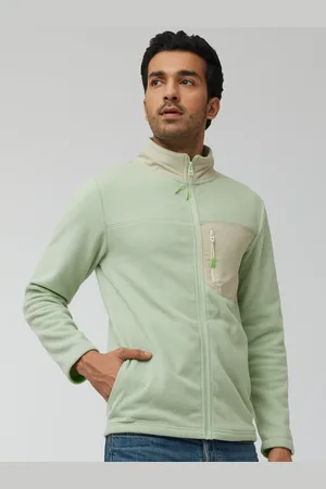 XYXX Men Regular Fit Colorblock Tea White Winter Fleece Jacket