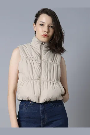 High Star Mock Collar Sleeveless Crop Padded Jacket