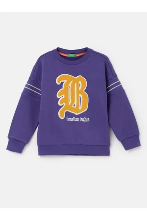 Benetton Boys Typography Printed Cotton Pullover Sweatshirt