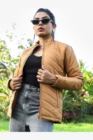 Campus Brown Mock Collar Windcheater Padded Jacket