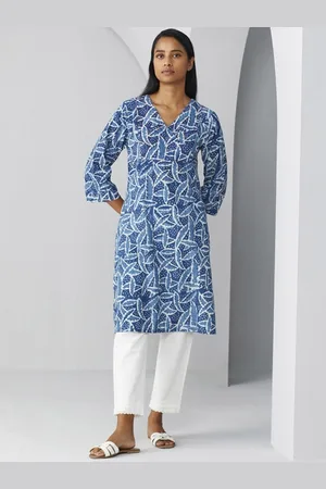 Ancestry Conversational Printed V-Neck Cotton Straight Kurta