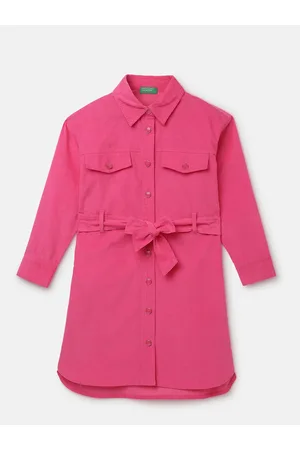 Benetton Girls Shirt Collar Shirt Dress