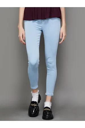 Lifestyle Women Skinny Fit Mid-Rise Clean Look Cropped Cotton Jeans