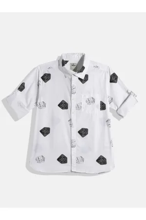 WROGN Boys Slim Fit Pure Cotton Printed Casual Shirt