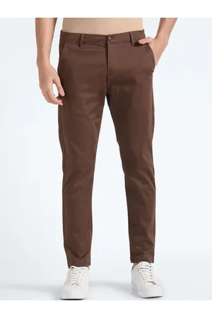 Flying Machine Men Tapered Fit Mid-Rise Flat-Front Plain Cotton Chinos Trousers