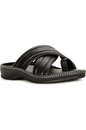Bata Men Textured Cross Strap Comfort Sandals