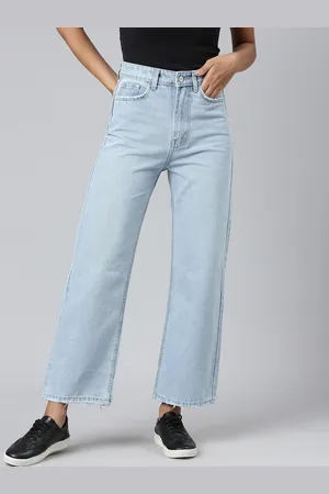 SHOWOFF Women Mid Rise Wide Leg Clean Look Retro Denims Stretchable Jeans