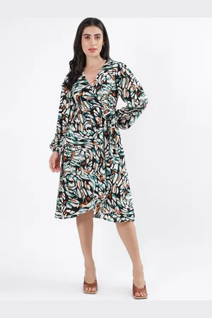 CENTRESTAGE Abstract Printed V-Neck Dress