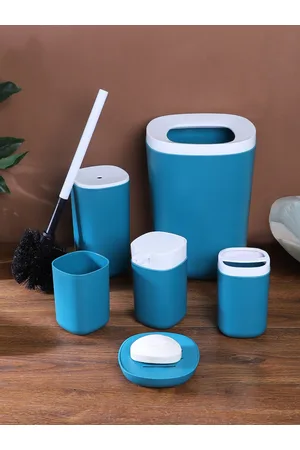 Cortina Set Of 6 Blue Solid Plastic Bathroom Accessories