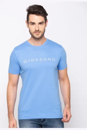 Giordano Men Blue Printed Round Neck T-shirt