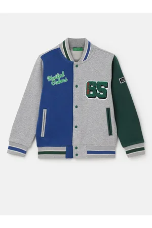 Benetton Boys Colourblocked Front-Open Sweatshirt