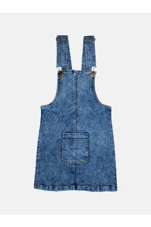 KiddoPanti Girls Denim Straight Leg Dungaree