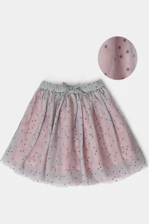 MiArcus Girls Printed Pure Cotton Flared Above Knee Length Skirt