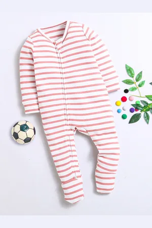 Nino Bambino Kids Striped Cotton Rompers